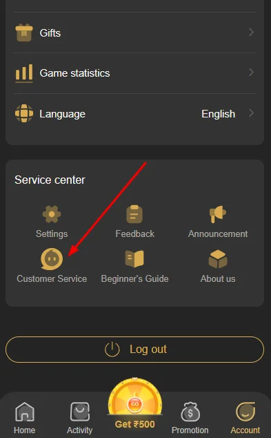 Customer service page with all the issues listed